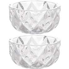 Conjunto 2 Bowls de Cristal Diamond Lyor 270ml para Frutas Petiscos Potinhos Decorativos