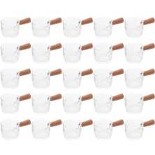 Conjunto 25 Molheiras de Vidro com Cabo de Bambu 50ml Cremeiras para Restaurantes Lyor