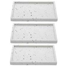 Conjunto 3 Bandejas de Mármore Terrazzo Lyor 26,5x17x2cm Bancada Sala Banheiro Retangulares