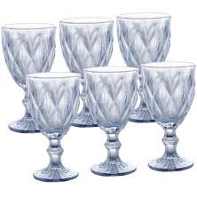 Conjunto 6 Taças de Vidro 325ml Diamond Azul Metalizado Lyor