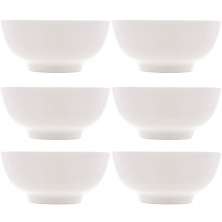 Conjunto 6 Tigelas Brancas de Porcelana 540ml Bowls Lyor Clean para Sopas Caldos Saladas