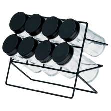 Conjunto com 8 Potes para Temperos Nuance Incolor e Preto