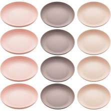 Conjunto de 12 Pratos Bambu Lyor Raso 27cm Coloridos Bandeja