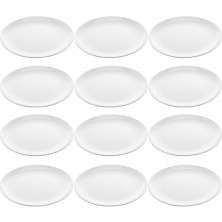 Conjunto de 12 Pratos de Melamina Brancos 25,5cm para Servir Petiscos Restaurantes Lyor