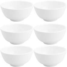 Conjunto de 6 Cumbucas de Porcelana Brancas 200ml Bowls Lyor Clean Pequenos 10,5x5cm