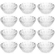Jogo 12 Potes para Sobremesa Bowls Tigelas de Vidro 350ml King Lyor Transparente