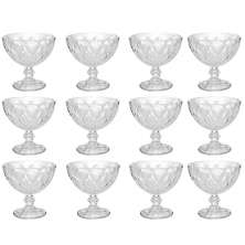 Jogo 12 Taças Diamond Lyor Sobremesa 250ml Vidro Transparente Tigela Pote Doces