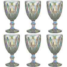 Jogo 6 Taças de Vidro 325ml Diamond Rainbow Metalizada Lyor