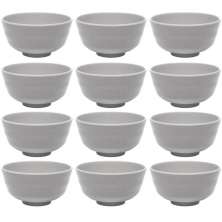 Kit 12 Bowls Tigelas de Melamina 350ml Lyor Sobremesas Sopas Yakisoba Tóquio Granilite Cinza