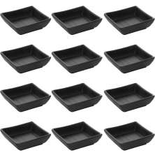 Kit 12 Molheiras para Shoyu 40ml Ramekins Melamina 7x7x2cm Pretos Tóquio Lyor Quadrados