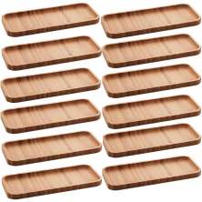 Kit 12 Petisqueiras Bandeja Retangular de Bambu 28x11cm Prat