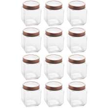 Kit 12 Potes de Vidro 1,2L Quadrado com Tampa Metal Mantimentos Rosé Gold Gran Gastro Lyor