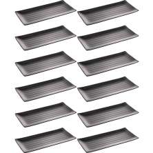 Kit 12 Travessas para Servir Sushi Sashimi Melamina 35x16cm