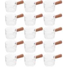 Kit 15 Molheiras de Vidro para Restaurantes Panquecarias 50ml Cremeiras com Cabo de Bambu