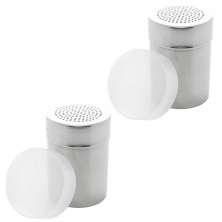 Kit 2 Saleiros Pimenteiros de Mesa Lyor Inox com Dosador e Tampa Restaurante