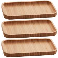 Kit 3 Bandejas de Bambu Retangular para Cozinha 20x10cm Petisqueiras Multiuso Hire Lyor