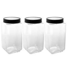 Kit 3 Porta Mantimentos de Vidro 2,2L com Tampa de Metal Pre