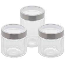 Kit 3 Porta Mantimentos de Vidro Sydney Lyor 870ml e 1,2L Pote com Tampa Inox