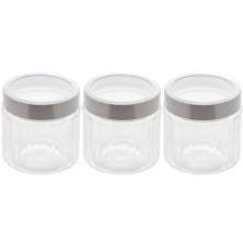 Kit 3 Potes de Vidro Borossilicato Porta Mantimentos Lyor 870ml cada Tampa Inox Sydney
