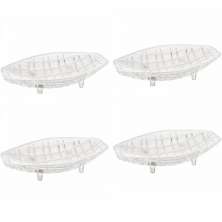 Kit 4 Centro de Mesa Cristal Deli Lyor 26x14x5,5cm Fruteira