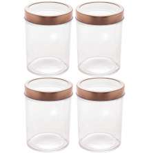 Kit 4 Potes de Vidro Lyor 500ml com Tampa de Acrílico Rosé G