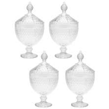 Kit 4 Potiches de Cristal com Pé Bico de Jaca Perseu Lyor Bo