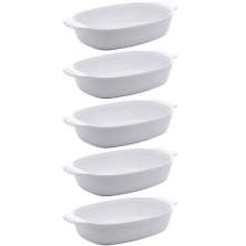 Kit 5 Travessas para Servir de Melamina Branca 23cm com Alça