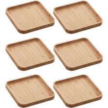 Kit 6 Bandejas de Bambu Squaze Lyor 17x17cm Pratos Quadrados