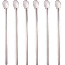 Kit 6 Colheres Bailarinas para Drinks Sucos 30cm Aço Inox Longas Lyor Barman Bartender