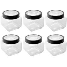 Kit 6 Potes de Vidro Tampa Metal Preta 800ml Gastro Lyor Porta Mantimentos Alimentos