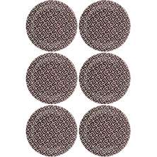 Kit 6 Pratos de Sobremesa Porcelana 19,5cm Egypt Lyor Decorado Preto e Branco