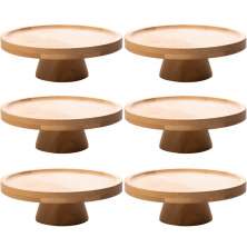 Kit 6 Pratos para Bolo com Pedestal Bambu 20cm Padaria Confeitaria Boleiras Pequenas