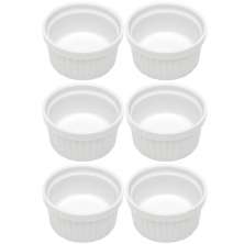 Kit 6 Ramequins Canelado 50ml Porcelana Classic Branco Lyor Servir Petiscos