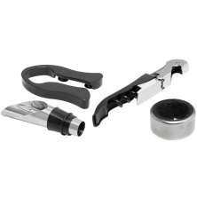 Kit de Acessórios para Vinho 4 peças Lyor em Aço Inox Preto