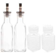 Porta Azeite e Vinagre Saleiro Pimenteiro Kit 4 Potes para Temperos Condimentos Vidro Lyor