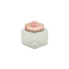 Porta Mantimento de Vidro Jay Incolor e Rosé Gold 800 ml