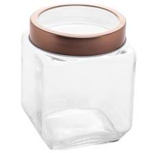 Pote de Vidro 1,2L Quadrado com Tampa Metal Mantimentos Rosé Gold Gran Gastro Lyor
