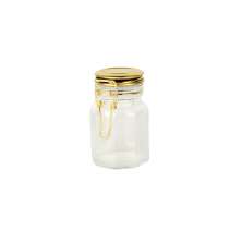 Pote de Vidro Hermético Club Incolor e Dourado 6 cm