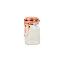 Pote de Vidro Hermético Club Incolor e Rosé Gold 6 cm