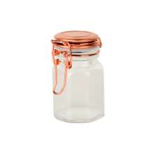 Pote de Vidro Hermético Club Incolor e Rosé Gold 7 cm