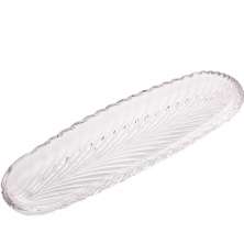 Prato Decorativo de Cristal Leaf 39x14x3cm Lyor Travessa Bandeja de Aparador