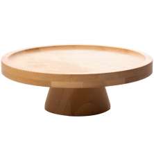 Prato para Bolo em Bambu com Pé 20x7cm Lyor Redondo Boleira Pequena com Pedestal
