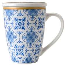 Xícara Caneca de Porcelana para Chá 310ml com Tampa e Infuso