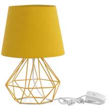 Abajur Diamante Dome Amarelo Mostarda Com Aramado Amarelo