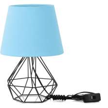 Abajur Diamante Dome Azul Bebe Com Aramado Preto
