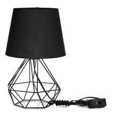 Abajur Diamante Dome Preto Com Aramado Preto