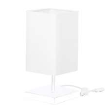 Abajur Eros Quad Branco com Base Inox Branca