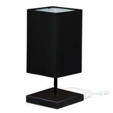 Abajur Eros Quad Preto com Base Inox Preta