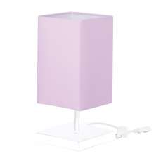 Abajur Eros Quad Rosa com Base Inox Branca
