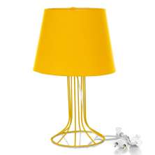 Abajur Torre Dome Amarelo Com Aramado Amarelo